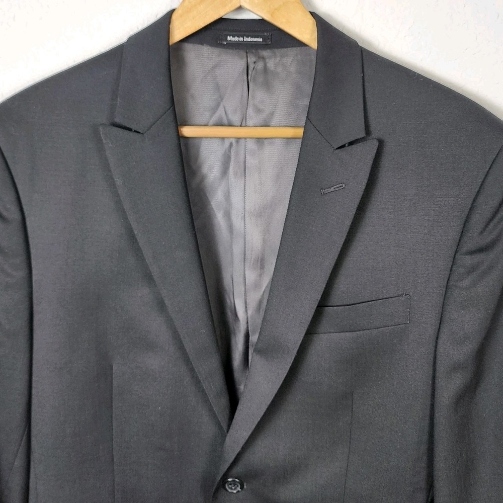 Egara Wool Suit Jacket Mens 40S Black Two Button Slim Fit Career‎ Office Events